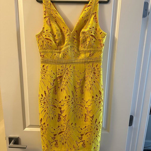 Anthropologie MAEVE Yellow Gold Gardenia Collin Lace Dress — Size 8 NWT - Picture 3 of 6